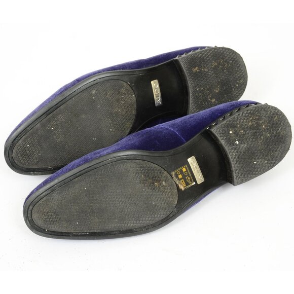 ALDO Men’s 12 Purple Suede Leather Bowtie Slip-On Loafer Horse-bit Preppy Gothic